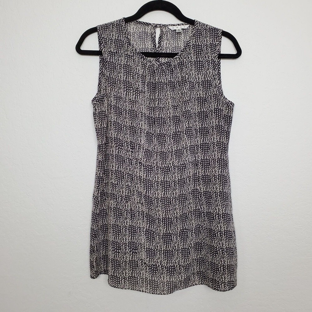 Cabi Womens Chloe Plaid Tunic Top Size‎ S Black White Crew Neck